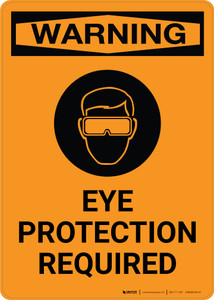 Warning: Eye Protection Required with Icon - Portrait Wall Sign