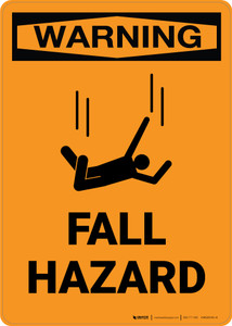 Warning: Fall Hazard with Icon - Portrait Wall Sign