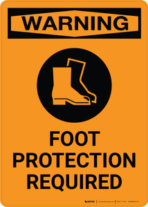 Warning: Foot Protection Required with Icon - Portrait Wall Sign