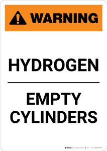 Warning: Hydrogen - Empty Cylinders - Portrait Wall Sign