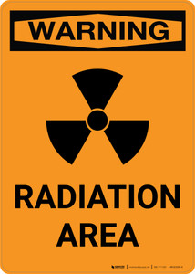 Warning: Radiation Area with Icon - Portrait Wall Sign