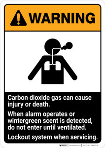 Warning: Carbon Dioxide Gas Can Cause Injury or Death ANSI - Portrait Wall Sign