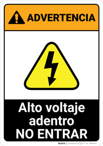 Warning: High Voltage Inside - Do Not Enter Spanish ANSI - Portrait Wall Sign