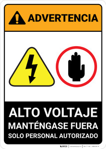 Warning: High Voltage - Keep Away Spanish - Portrait Wall Sign