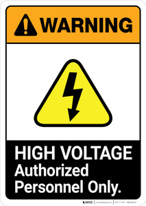 Warning: High Voltage - Keep Out ANSI - Portrait Wall Sign