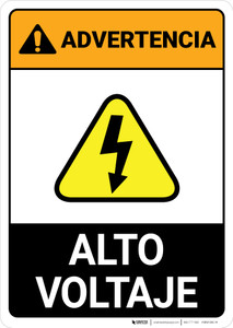 Warning: High Voltage Spanish ANSI - Portrait Wall Sign
