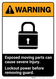 Warning: Lockout Power Before Removing Guard ANSI - Portrait Wall Sign