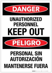 Danger: Unauthorized Personnel - Keep Out (Spanish Blingual) - Label