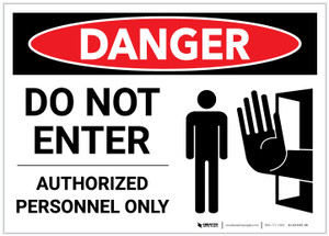 Danger: Do Not Enter - Authorized Personnel Only with Graphic - Label