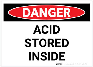 Danger: Acid Storage Inside - Label Danger: Acid Storage Inside - Label
