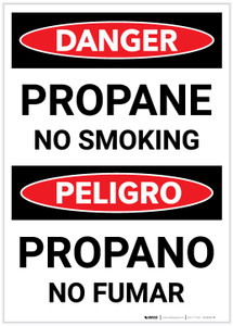 Danger: Bilingual Spanish Propane No Smoking - Label