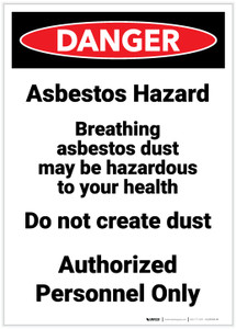 Danger: Asbestos Hazard Breathing Portrait - Label