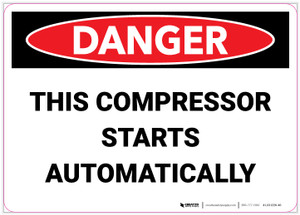 Danger: Compressor Starts Automatically - Label