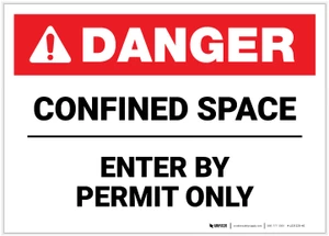Danger: Confined Space Enter By Permit Only ANSI - Label