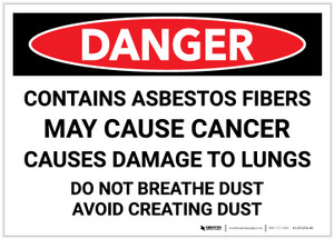 Danger: Contains Asbestos Fibers May Cause Cancer - Label