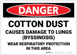 Danger: Cotton Dust Causes Damage To Lungs - Label