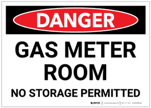 Danger: Gas Meter Room - No Storage Permitted - Label