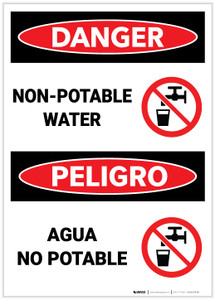 Danger: Non Potable Water (Bilingual Spanish) - Label