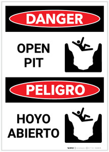 Danger: Open Pit (Bilingual Spanish) - Label