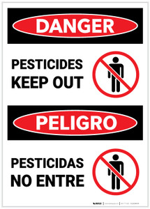 Danger: Pesticides Keep Out Bilingual Spanish Portrait - Label
