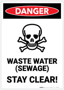 Danger: Waste Water Sewage Stay Clear - Label