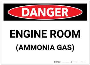 Danger: Engine Room Ammonia Gas - Label