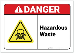 Danger: Hazardous Waste ANSI - Label