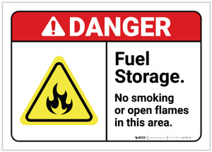 Danger: Fuel Storage No Smoking Or Open Flame - Label