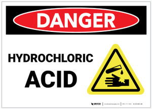 Danger: Hydrochloric Acid with Graphic - Label
