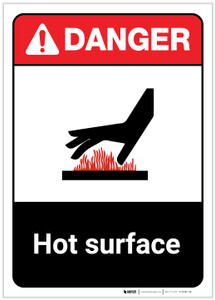 Danger: Hot Surface ANSI - Label