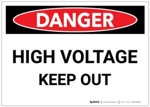 Danger: High Voltage Keep Out - Label