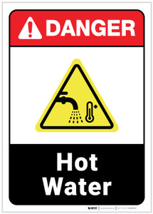 Danger: Hot Water ANSI - Label