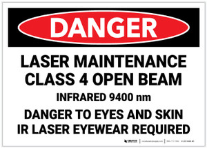 Danger: Laser Maintenance Class 4 Open Beam - Label