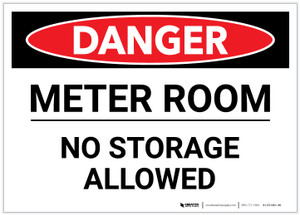Danger: Meter Room No Storage Allowed - Label