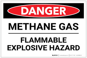 Danger: Methane Gas Flammable Explosive Hazard - Label