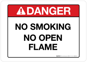 Danger - No Smoking  No Open Flame - wall sign