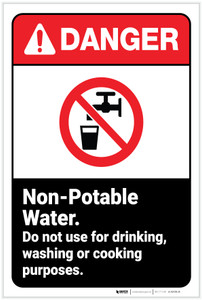 Danger: Non-Potable Water - Do Not Use for Drinking ANSI - Label