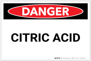 Danger: Citric Acid - Label