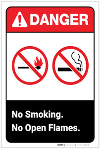 Danger: No Smoking/No Open Flames ANSI - Labels