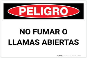 Danger: No Smoking And Open Flame - Spanish - Label