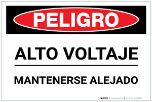Danger: High Voltage Keep Away - Spanish - Label