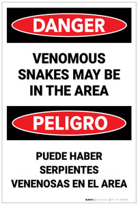 Danger: Venomous Snakes May Be In Area Bilingual Spanish - Label