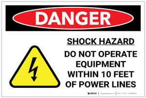 Danger: Shock Hazard Do Not Operated Equipment - Label
