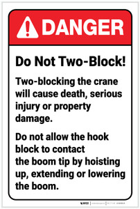 Danger: Do Not Two Block ANSI - Label