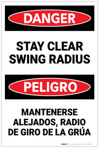 Danger: Stay Clear Swing Radius Bilingual Spanish - Label