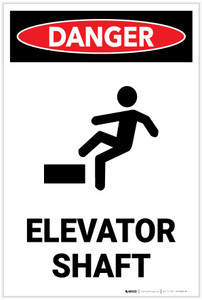 Danger: Elevator Shaft Warning - Label