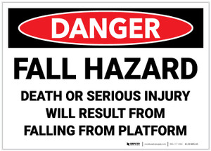 Danger: Fall Hazard Result In Death Injury - Label