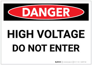 Danger: High Voltage Do Not Enter - Label