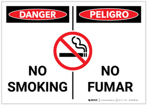 Danger: No Smoking With Graphic Bilingual Spanish - Label