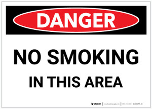 Danger: No Smoking In This Area - Label